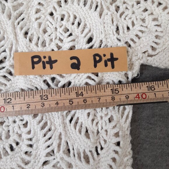 Erika & Co Vintage Crocheted Top Size SMALL Short Sleeve Button Down Linen Blend - Picture 6 of 8